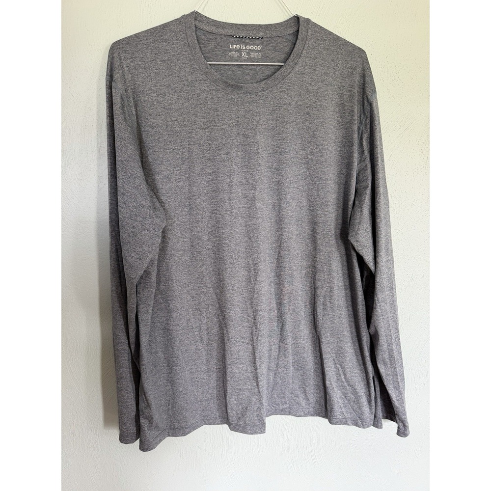 Life is Good Mens Solid Long Sleeve Active Tee Gray XL F21-M10158